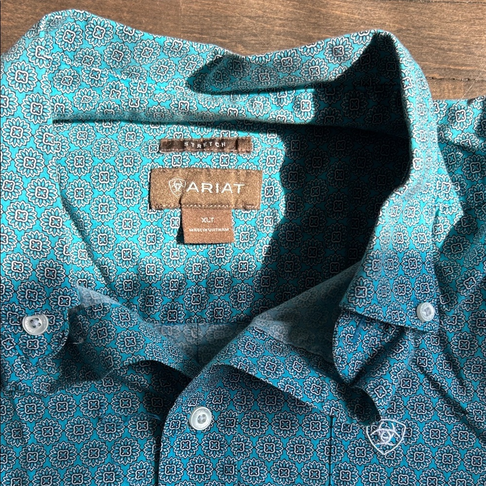 Ariat Men's Turquoise Casual Button-Down Shirt - Picture 2 of 2